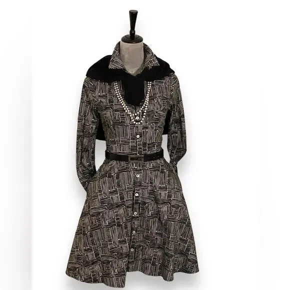 SERENA & LILY Geometric Shirt Dress Size 2 - Picture 1 of 4